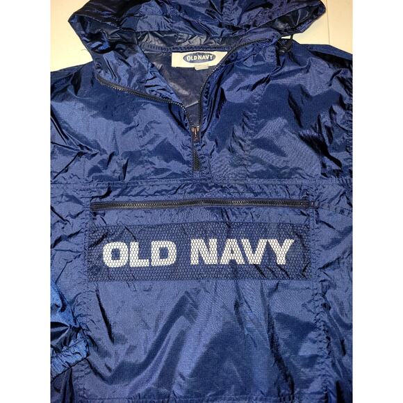 Vintage Old Navy Spell Out Anorak Style Jacket Men’s S Nylon Windbreaker Hooded - Picture 2 of 16